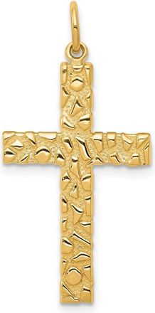 Diamond2Deal 14k Yellow Gold Nugget Style Cross Pendant