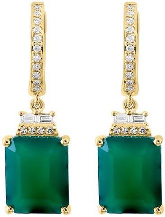 Effy 14K Yellow Gold Diamond Emerald Cut Green Onyx Drop Earrings in 14K Gold at Nordstrom