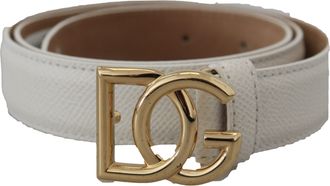 Dolce & Gabbana Womens White Leather Belt Model Dg - Ivory - Size 100 cm