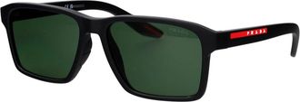Prada Stijlvolle Zonnebril - Heren - Zonnebrillen - Zwart - 58 MM - Nylon - Accessoires