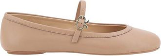 Gianvito Rossi Womens Piper Leather Ballerina Flats - Beige - Size EU 40