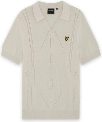 Lyle & Scott Argyle Gebreide Polo - Heren - V-hals truien - Beige - XL - Truien & Vesten
