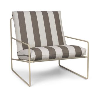 Ferm Living Desert Stripe Outdoor Sessel, cashmere / chocolate