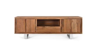 Giner&Colomer Mueble tv de madera de acacia natural y metal plateado