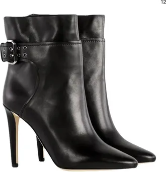 Jimmy Choo London Black Leather Buckle Detail Ankle Boots Size 40