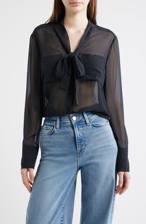 Frame Denim The Polka Dot Modern Tie Shirt in Navy Multi at Nordstrom, Size X-Small