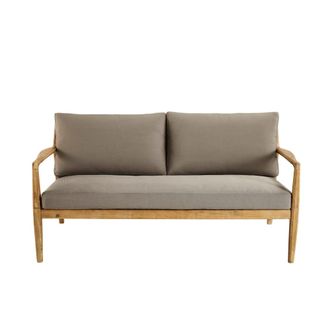 Maisons du monde Sof&aacute; de 2 plazas de acacia maciza y cojines color topo