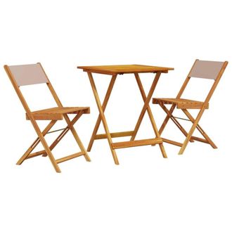 Berkfield Home 3 Piece Bistro Set Taupe Fabric & Solid Wood