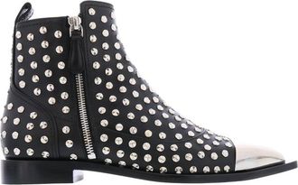 Alexander McQueen Zilveren Studs Show Boot - Dames - Enkellaarsjes - Zwart - 37 EU - Schoenen