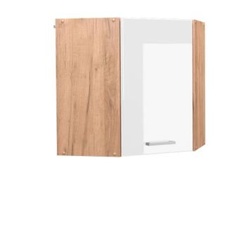 Vicco Armario colgante de esquina R-Line, Blanco alto brillo, 57 cm