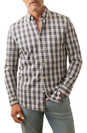 Faherty Coastline Knit Button-Down Shirt in Royal Canyon Plaid at Nordstrom Rack, Size Xx-Large