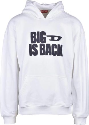 Diesel Felpa con cappuccio - Heren - Hoodies - Wit - XL - Katoen - Hoodies & sweatvesten
