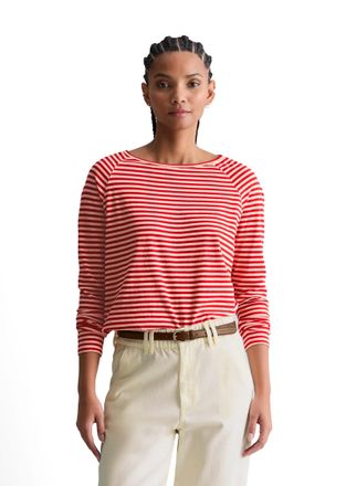 Marc O'Polo Denim Longsleeve MARC OPOLO DENIM, Damen, Gr. XL, light rot_multi, Jersey, Obermaterial: 100% Baumwolle, normal, Rundhals, Shirts Longsleeve, relaxed fit au