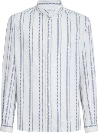 Brunello Cucinelli Mandarin collar shirt in White at Nordstrom, Size Xxx-Large Eu