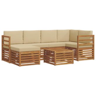 vidaXL Conjunto De Sof&aacute; Seccional Con Coj&iacute;n 7 Pcs Natural Y Beige Vidaxl