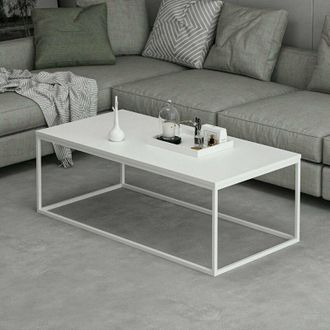 Dmora Mesa De Centro Lazise, Forma Rectangular, 60x120x42h Cm Blanco