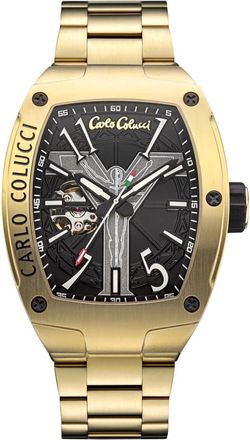 Carlo Colucci Herenhorloge van roestvrij staal met vouwsluiting - Heren - Horloges - Geel - ONE Size - Accessoires