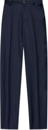Versace Wollen broek met vouw - Heren - Straight fit broeken - Blauw - L - Wol - Broeken