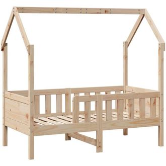 vidaXL Vidaxl - Cama Con Forma De Casa De Ni&ntilde;os Madera Maciza Marr&oacute;n 70x140 Cm