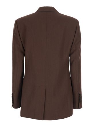 Brunello Cucinelli Womens Jacket Double-Breasted Brown Viscose Blend Blazers