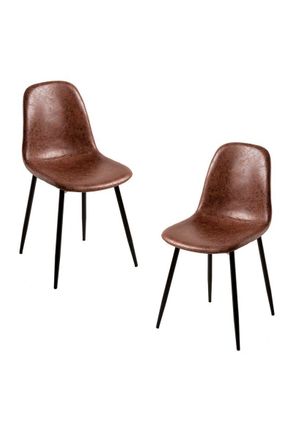 Regalos Miguel Packs Sillas Comedor - Pack 2 Sillas Black Teok Polipiel - Caf&eacute; Vintage