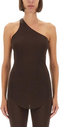 Rick Owens Brown Solid One Shoulder Top