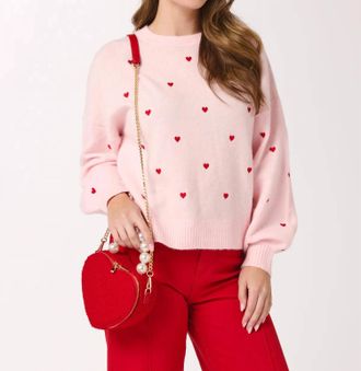 Shiraleah Valentines Hearts Sweater In Blush