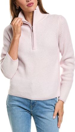 Fort&eacute; Cashmere Plaited Rib Zip Mock 100% Cashmere Sweater
