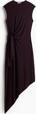 H&M Asymmetric Tie-detail Dress in Dark Plum Purple at Nordstrom, Size X-Large