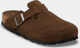 Birkenstock Womens Boston Carafe Tonal FB Clogs in Dark Brown Suede - Size UK 7.5