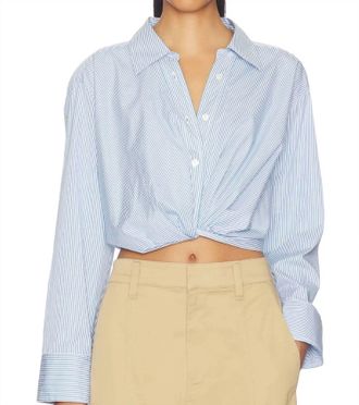 A.L.C. Leo Cropped Shirt In Blue & White