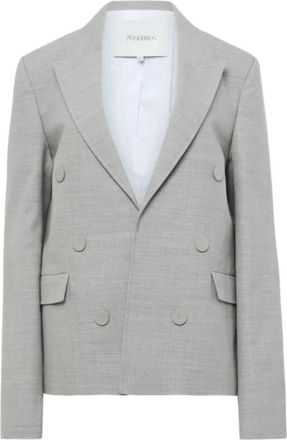 J.W.Anderson Double Breasted Tailored Jacket - Dames - Blazers - Grijs - 2XS - Leer - Jassen