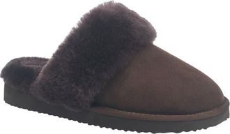 French Connection Gens Fur Band Open Slipper in Chocolate at Nordstrom, Size Medium
