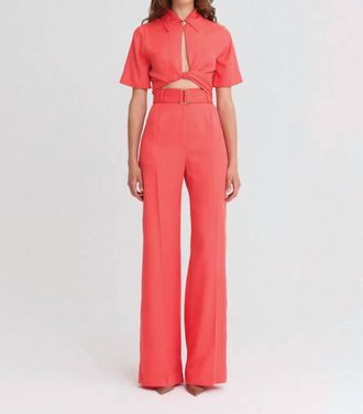 Matthew Bruch Collared Wrap Top In Persimmon