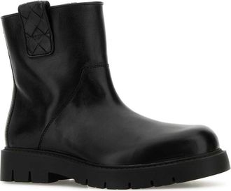 Bottega Veneta Mens Intreccio Ankle Boot Black Calf