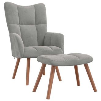 vidaXL Sill&oacute;n De Relax Con Taburete De Terciopelo Gris Claro Vidaxl
