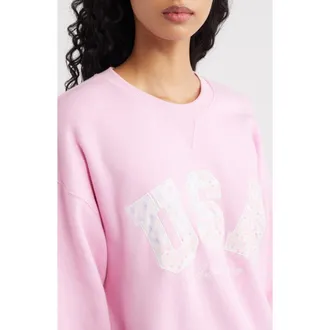 LoveShackFancy Palo Sweatshirt in Sunbeam Pink at Nordstrom, Size X-Small/small