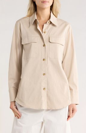 Vince Washed Cotton Blend Shirt Jacket in Cobblestone at Nordstrom Rack, Size X-Small