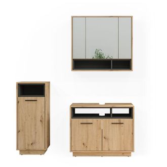Vicco Conjunto De Muebles De Ba&ntilde;o Beatrice, Roble Artesanal, 3 Piezas