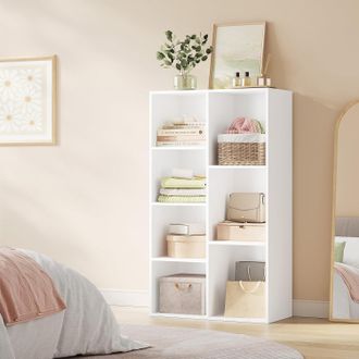 Woltu Woltu Librer&iacute;a, Estante Abierto De 7 Niveles, Madera Blanco
