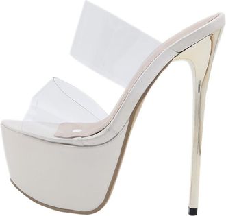 UPKOCH Womens Super High Heel Sandals Platform 16cm Gold Breathable Slippers for Ladies Summer Party Footwear UK Size 36