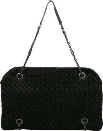 Bottega Veneta Pre-owned Grosgrain Intrecciato Duo Schoudertas - Dames - Vintage Schoudertas - Zwart - ONE Size - Leer - Vintage