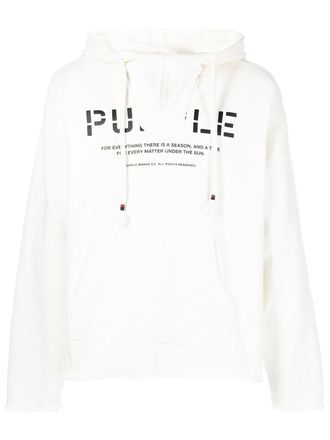 Purple Hoodie met print - Wit