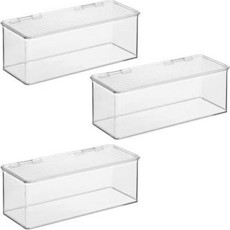 iDesign Stackable Hinged-Lid Storage Box - Set of 3 - Clear in Clear/white at Nordstrom