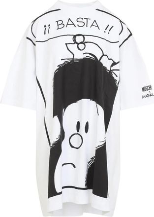Moschino Mafalda Jurk T-shirt - Dames - Korte kleedjes - Wit - XS - Katoen - Kleedjes