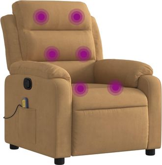 vidaXL Sill&oacute;n De Masaje Reclinable De Terciopelo Marr&oacute;n Vidaxl