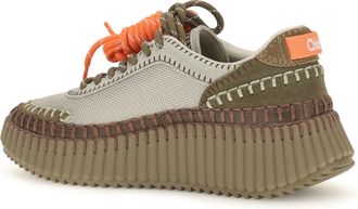 Chlo&eacute; Womens Sneakers Nama Army Green Trainers