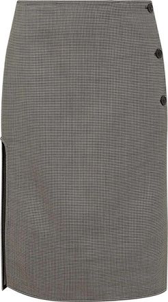 Courr&egrave;ges Oblique Houndstooth Midi Rok - Dames - Midirokken - Grijs - S - Leer - Rokken
