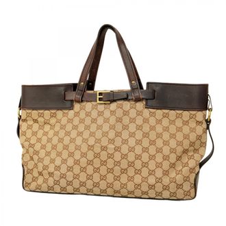 Gucci Brown Canvas Tote Bag (Pre-Owned)