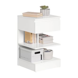 SoBuy Mesita De Noche Con 1 Caj&oacute;n Y 2 Estantes, Consola, Mesa Auxiliar Para Sal&oacute;n Comedor Blanco Fbt49-w Sobuy Es